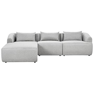 Right Hand 3 Seater Corner Sofa Grey Fabric Upholstered Track Armrests Additional Cushions Minimalistic Modern Style Beliani
