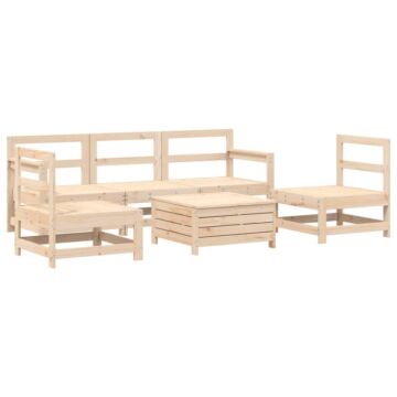 Vidaxl 6 Piece Garden Sofa Set Solid Wood Pine