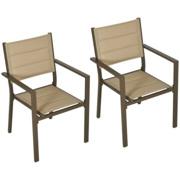 Outsunny Set Of Two Aluminium Stacking Garden Chairs