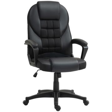 Homcom Executive Office Chair, Pu Leather High Back Desk Chair, Swivel Computer Chair With Adjustable Height And Tilt Function, Black