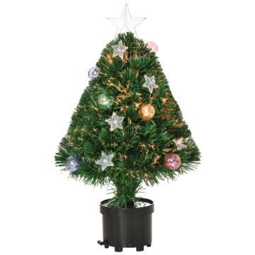Homcom 2ft Pre-lit Artificial 2ft Christmas Tree With Multi Coloured Fibre Optic Lights