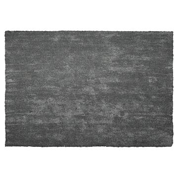 Shaggy Area Rug Dark Grey 140 X 200 Cm Modern High-pile Machine-tufted Rectangular Carpet Beliani