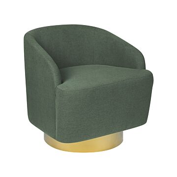 Armchair Light Grey Fabric Gold Base Swivel 360° Retro Glam Art Decor Style Beliani