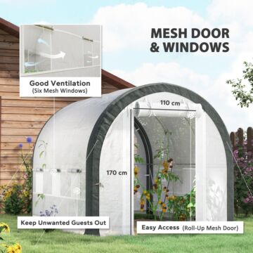 Outsunny 3 X 2(m) Walk-in Tunnel Greenhouse, With Accessories - White