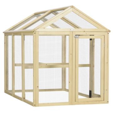 Pawhut Large Chicken Run, Wooden Chicken Coop, With Combinable Design - Natural Wood Finish