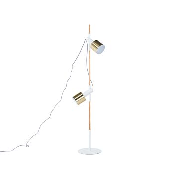 Floor Lamp White With Gold Metal 125 Cm Adjustable Round Spotlights Modern Design Beliani