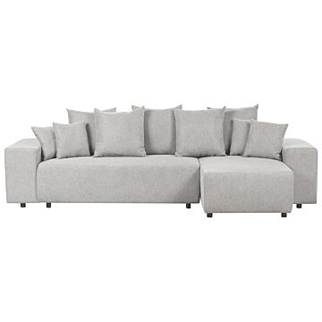 Left Hand Corner Sofa Light Grey 3 Seater Extra Scatter Cushions With Storage Modern Living Room Beliani