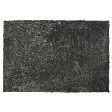 Shaggy Area Rug Dark Grey Cotton Polyester Blend 160 X 230 Cm Fluffy Dense Pile Beliani