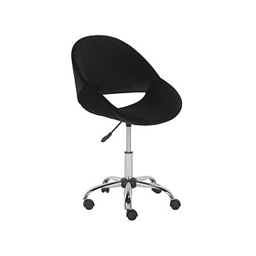 Swivel Office Chair Black With Silver Base Velvet Upholstery Adjustable Height Beliani