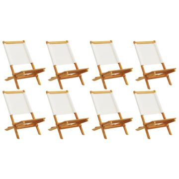 Vidaxl Folding Garden Chairs 8 Pcs Cream White Fabric And Solid Wood