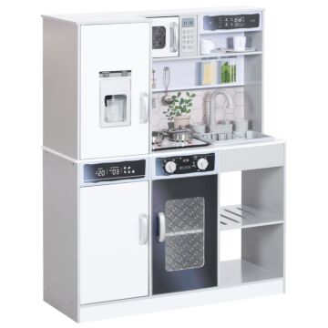 Aiyaplay Pretend Play Toy Kitchen, Kids Kitchen Playset W/ Sounds And Lights Running Water, Coffee Maker, Refrigerator