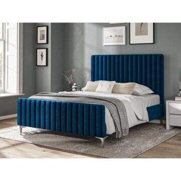 4'6 Fabric Bed - Royal Blue - Velvet