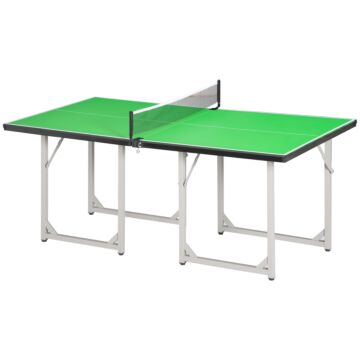 Homcom 182cm Mini Tennis Table Folding Ping Pong Table With Net Multi-use Table For Indoor Outdoor Game, Green