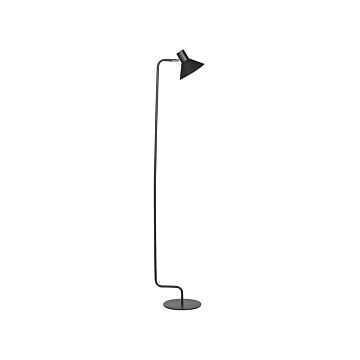 Floor Lamp Black Metal 154 Cm Adjustable Cone Shade On-off Switch Lighting