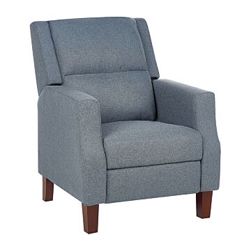 Recliner Chair Grey Fabric Upholstery Push-back Manually Adjustable Back And Footrest Retro Design Armchair