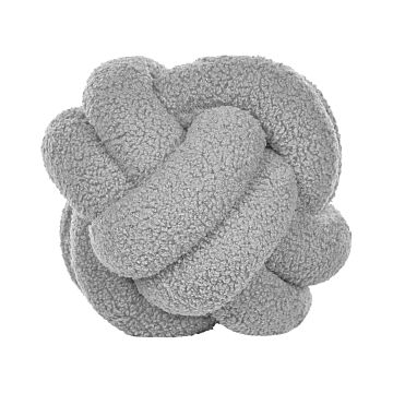 Decorative Cushion Grey Boucle Knot Pillow 19 X 19 Cm Decor Accessories Beliani