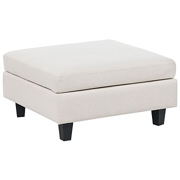 Ottoman Footstool Light Beige Polyester Fabric Upholstered Square Minimalist Modern Modular Sofa Element Beliani