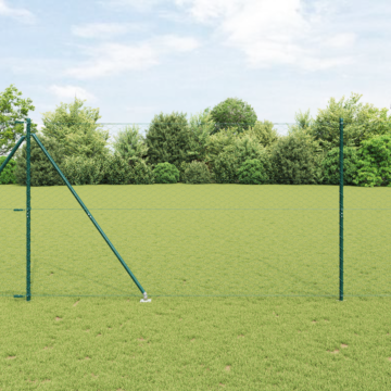 Vidaxl Hexagon Fence Green 1.5x50 M Steel, Vidaxl Fence Posts With Spike 13 Pcs Ø32 Mm 170 Cm Galvanised Steel