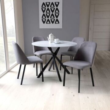 Avesta White & 4 Linden Dining Set