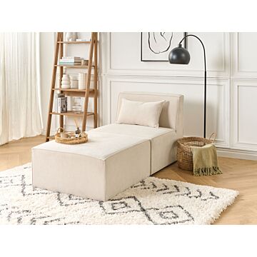 Chaise Lounge Beige Corduroy Jumbo Cord Upholstered Two Piece Modern Design Beliani