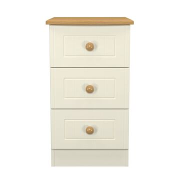 Warwick Wireless Charging 3 Drawer Bedside Cabinet In Cream Ash & Modern Oak