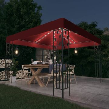 Vidaxl Gazebo With Led String Lights 3x3 M Wine Red