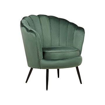 Armchair Green Velvet Novelty Shape Metal Legs