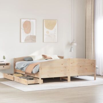 Vidaxl Bed Frame Without Mattress 180x200 Cm Super King Solid Wood Pine