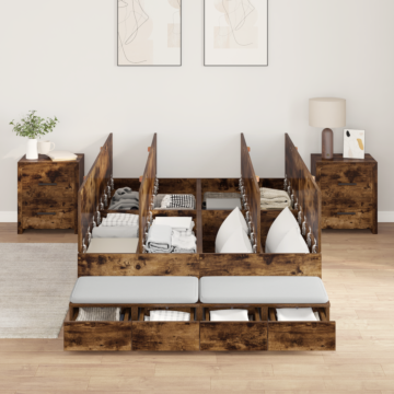 Vidaxl Storage Bed Frame Smoked Oak 120x190 Cm