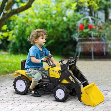 Homcom Pedal Go Kart Ride On Excavator W/ Front Loader Digger Four Wheels Child Toy, For 3 Years Old