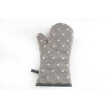 Kitchen Oven Glove With A Grey Heart Print Design