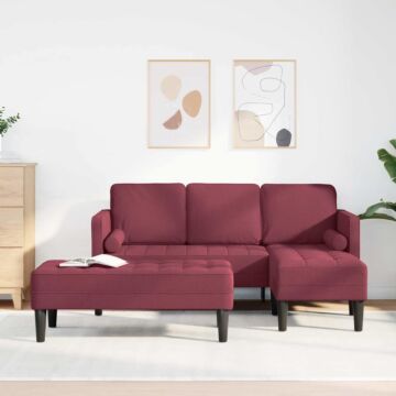 Vidaxl 2 Piece Sofa Set With Cushions In Wine Red Fabric