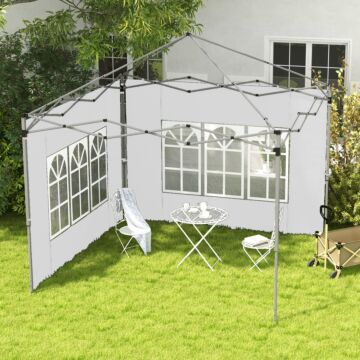 Outsunny Gazebo Side Panels, Sides Replacement With Window For 3x3(m) Or 3x4m Pop Up Gazebo, 2 Pack, White