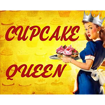Vintage Metal Sign - Pin Up Girl, Cupcake Queen