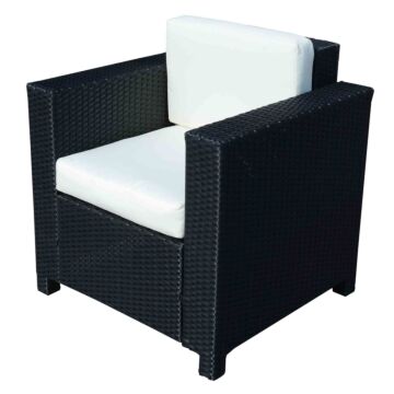 Outsunny 1 Seater Rattan Garden All-weather Wicker Weave Single Sofa Armchair With Fire Resistant Cushion - Black