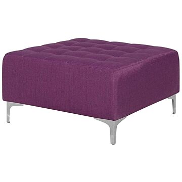Ottoman Purple Tufted Fabric Modern Living Room Square Footstool Silver Legs Beliani