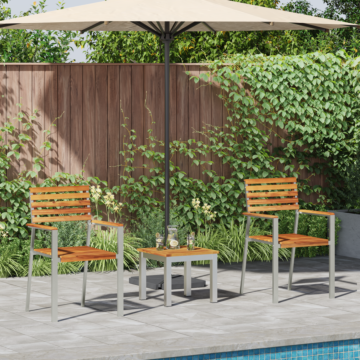 Vidaxl 3 Piece Garden Dining Set Solid Wood Teak, Vidaxl Stackable Garden Chairs 2 Pcs Solid Wood Teak And Steel