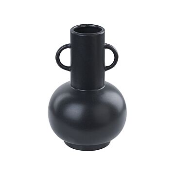 Flower Vase Black Porcelain 26 Cm Decorative Table Accessory Minimalist Beliani
