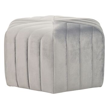 Pouffe Grey Velvet 53 X 48 X 29 Cm Upholstered Hexagonal Footstool Ottman Glamour Style Living Room Beliani