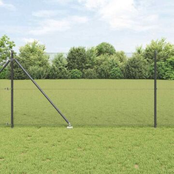 Vidaxl Welded Wire Fence With 13 Spike Posts Grey 1x50 M Steel