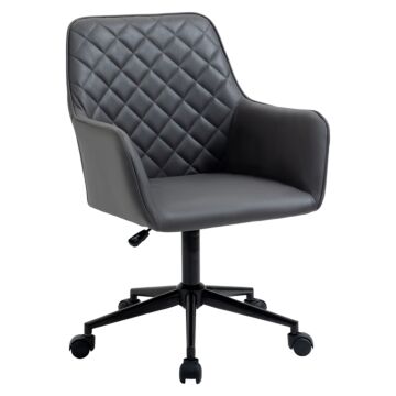 Vinsetto Swivel Office Chair Leather-feel Fabric Home Study Leisure With Wheels, Grey