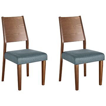 Set Of 2 Dining Chairs Dark Wood Rubberwood Seat Pad Accent Dining Seat Modern Traditional Design Beliani