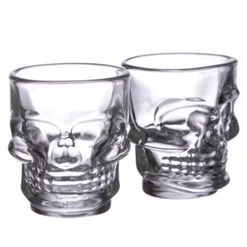 Fun Collectable Glass Shot Glass Set Of 2 - Skulls (60ml)