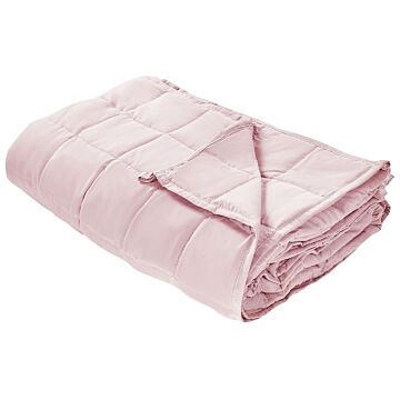 Weighted Blanket Pink Polyester Fabric Glass Beads Filling Rectangular 120 X 180 Cm 7kg 15.43lb Quilted Beliani