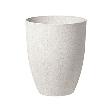 Plant Pot Off-white Stone Polyresin 43 X 43 X 52 Cm Indoor Outdoor Beliani