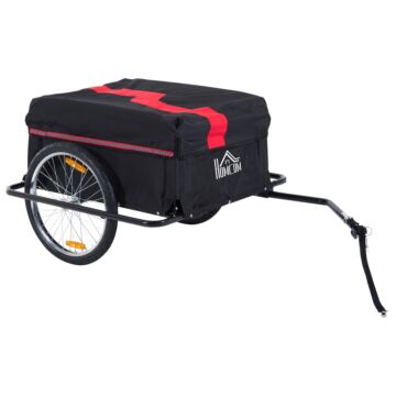 Homcom Bike Cargo Trailer W/removable Cover-red/black