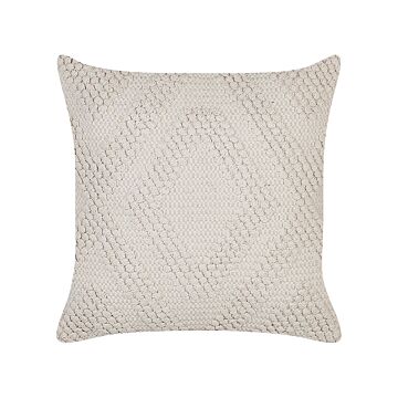 Decorative Pillow Off-white Cotton 45 X 45 Cm Diamond Geometric Pattern Boho Design Throw Cushion