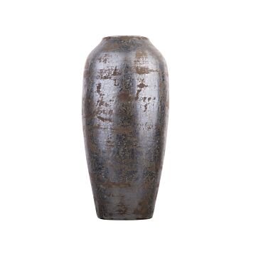 Decorative Floor Vase Silver Terracotta 48 Cm Industrial Beliani