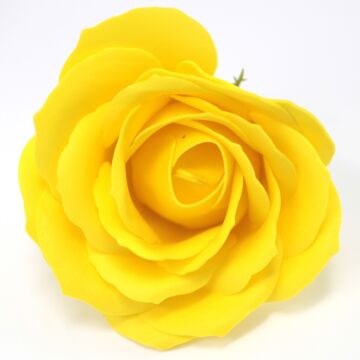 Craft Soap Flowers - Lrg Rose - Yellow - Pack Of 10