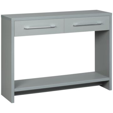 Homcom Console Table With Shelf And Drawer, Contemporary Hallway Table For Living Room, Entryway, Grey